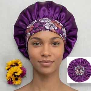 BONNET for Sleeping Women Big Satin Bonnet Anti-Frizzy Night Sleep Cap Wrap for Curly Hair with Adjustable Tie Band,Purple