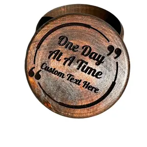 Engraved Wooden Wedding Ring Box-Custom Round Wood Keepsake Memory Container