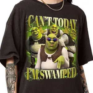 Can't Today I'm Swamped Shirt, Shrek Funny Trending Shirt _Trending Tee, Shrek Face Meme Shirt Classic Cotton
