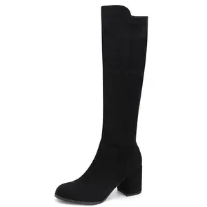 Women’s Knee-High Boots, Round-Toe Stretchable Fashion Boots for Women, Low Block Heel Zip-Up Tall Boots for Wedding/Birthday Party/Date Night Outfit Footwear Girl knee high boots