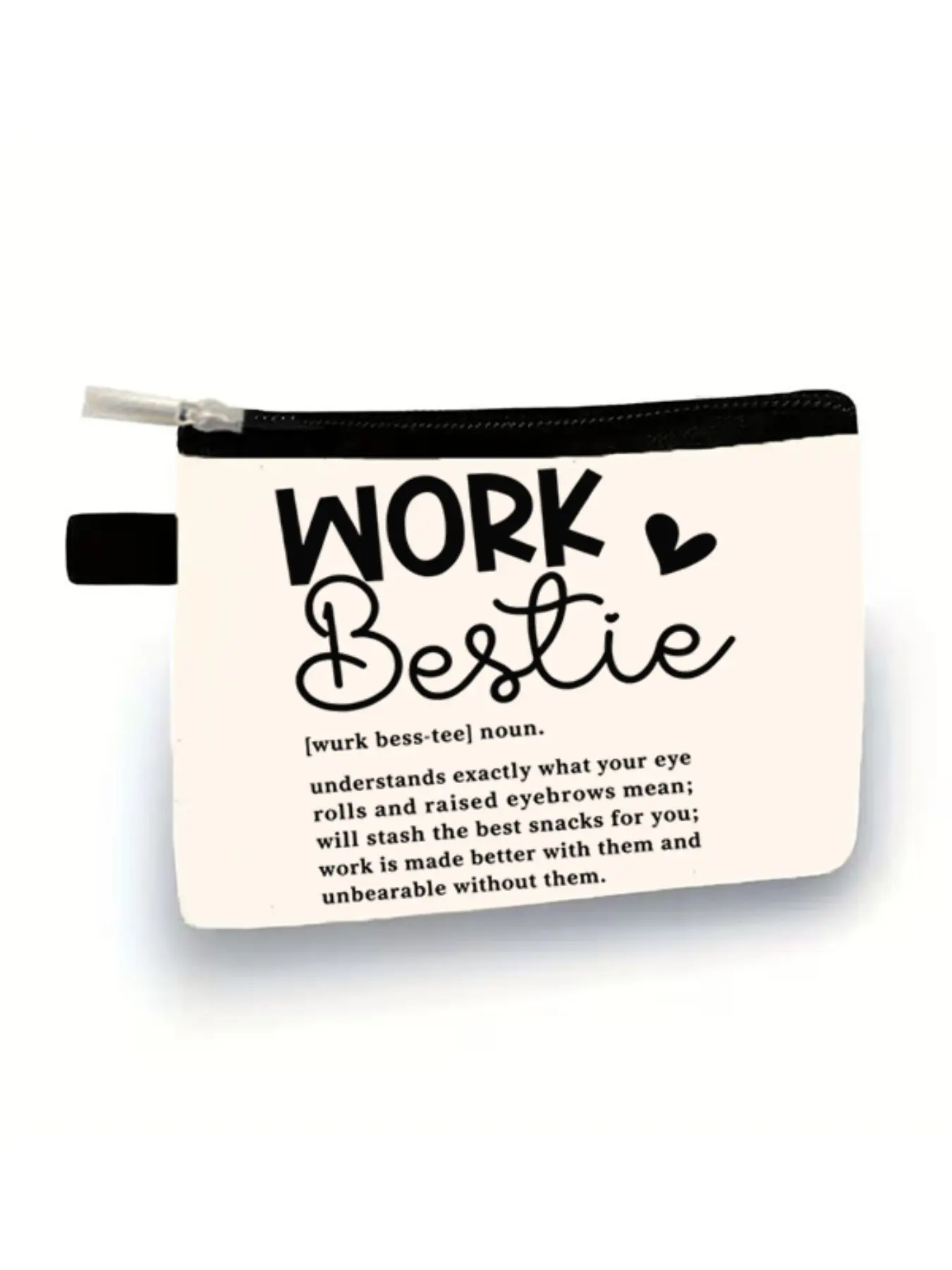 'work Bestie' Print Zipper Coin Purse, Casual Tool Bag for Office Items, Coins, Cards, Perfect Gift for Workplace Friends