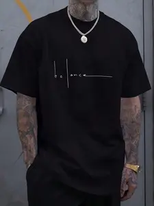 2026 new minimalist 'balance' line art Graphic print short-sleeve Fitted T-shirt. Perfect for street style, everyday casual wear, and Y2K fashion. A must-have item trending on Douyin!