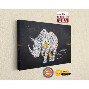 Rhino Banksy Graffiti Canvas Canvas Rolled or Ready To Hang Wall Art Canvas Print Home Decor -HAND CRAFTED-