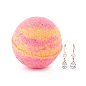 Tropical Punch 10oz Jewelry Earrings Bath Bomb with Pink Aroma & Hidden Mystery Earrings
