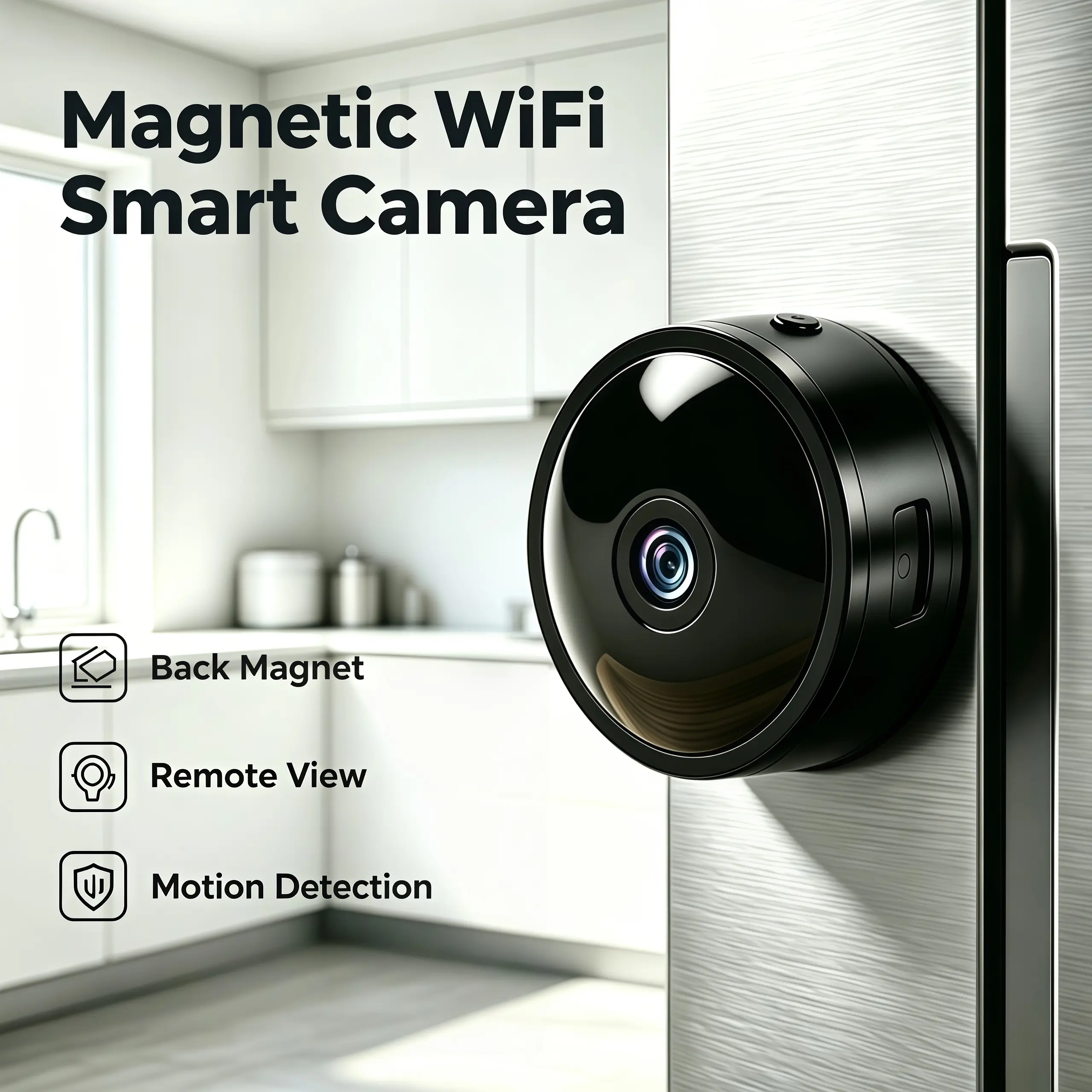 Wireless Magnetic WiFi Security Cam, 2.4GHz, Night Vision, Motion Detection, APP Remote View, SD & Cloud Storage, Indoor Baby Monitor, Car Surveillance Camera