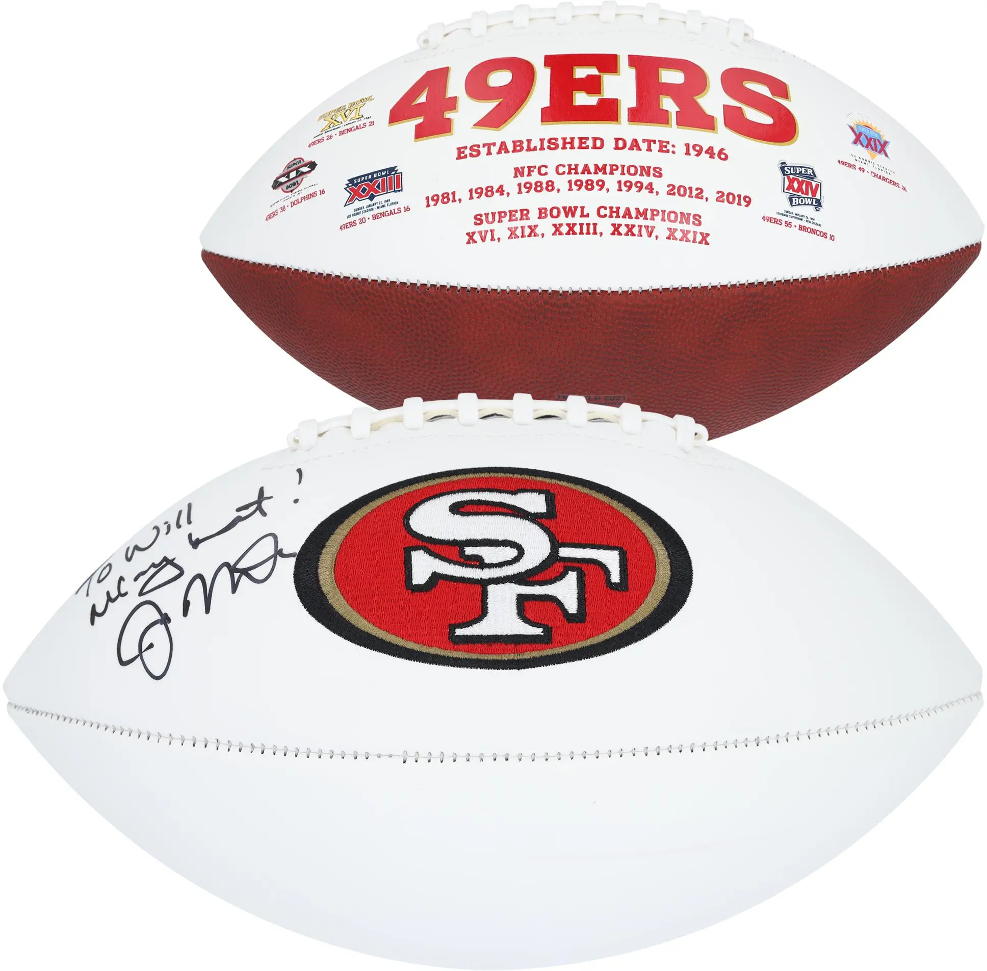Joe Montana San Francisco 49ers Personalized Autographed White Panel Football - Fanatics Authentic Certified