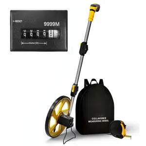 Measuring Wheel in Meters, Foldable Meters Measure Wheel | Metric Units [Up to 9,999m], Rolling Measurement with Backbag, One Key to Reset/Kickstand to Keep Stand/Starting Point Arrow.