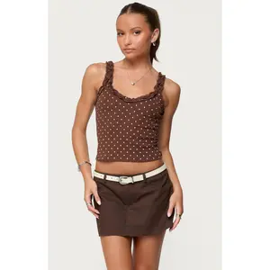 Edikted Women's Pippin Ruffle Polka Dot Tank Top