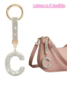 Shiny Rhinestone Letter Keychain, Trendy Cute Keychain, Lucky Crystal Pendant, Sparkling Alloy Charm, Perfect Gift for Bags and Backpacks, Women and Girls