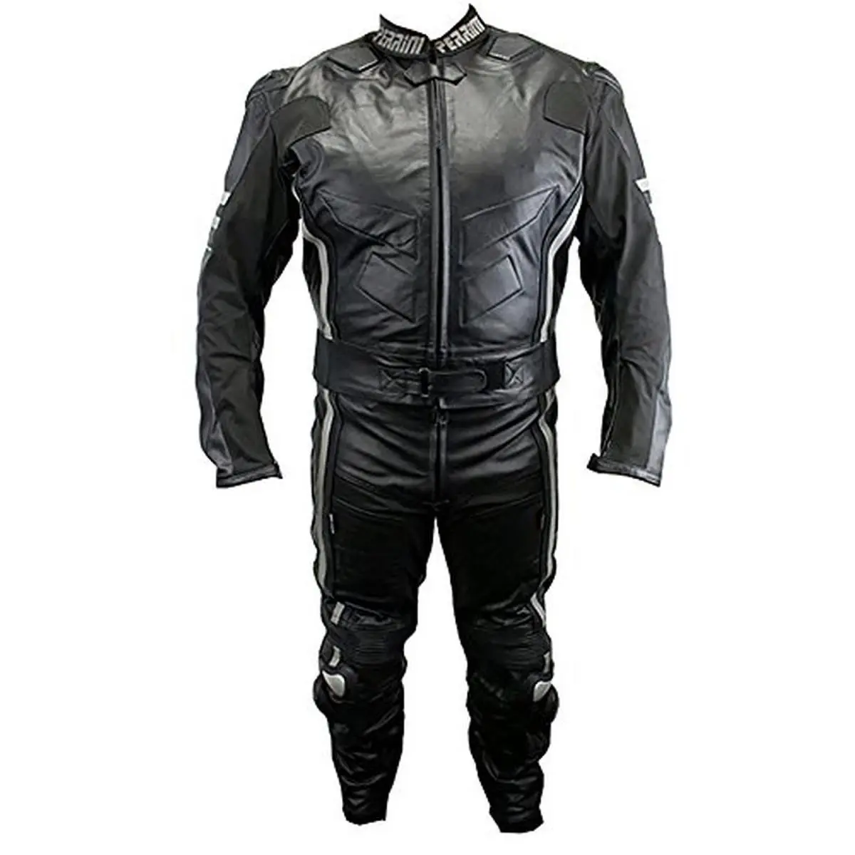 Motorcycle Racing 2-Piece Suit - Abrasion-Resistant Cowhide Leather, CE-Approved Armor Pads, YKK Zippers, DuPont Kevlar, Exterior Metal Armor, Pre-Curves, Removable Dual Density Spine Protector