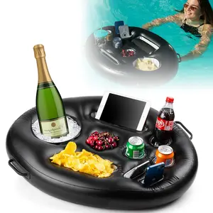 Floating Bar for Pool, Inflatable Cooler Tray, Beach Party Accessories, Lake Floaties for Adults, Waterproof Phone Holder, Summer Vacation Essentials, Inflatable Pool Floaters