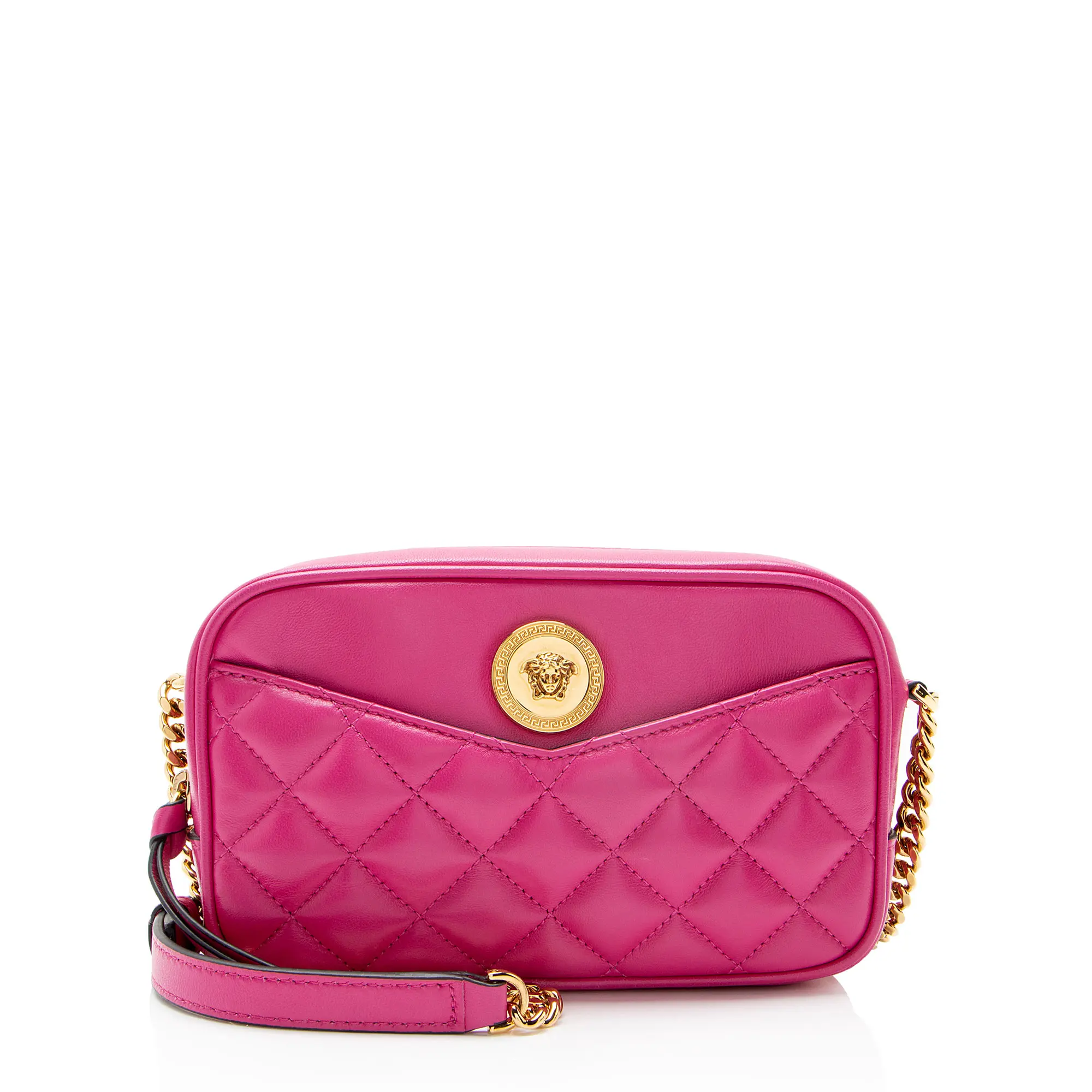 Pre-owned VERSACE Leather Crossbody Bags Quilted Medusa Small Camera Bag