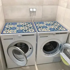 Retro Mosaic Washing Machine Cover - Waterproof and Durable Silica Material, 23.62x19.69 inches Kitchen or Laundry Room Cover, Food-Grade Multicolor Design, Home Organization, Stylish Home Accessory, Long-Lasting Material, Practical Indoor Decoration