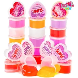 30 PCS Valentines Day Slime, Heart Shape Slime Stress, Colorful Relief Stress Toy for Kids Party Favors, Classroom Exchange Gifts, Valentines Prizes