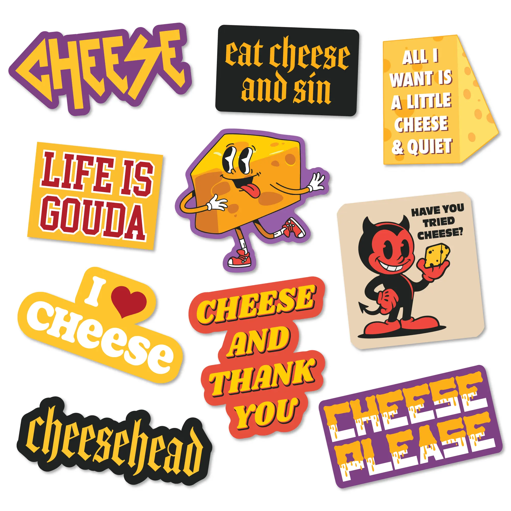Cheese Stickers Extra Large Stickers for Adults Funny Adhesives with Memes Funny Stickers with Colorful Graphic Decals Sarcastic  Funny Food  Multi