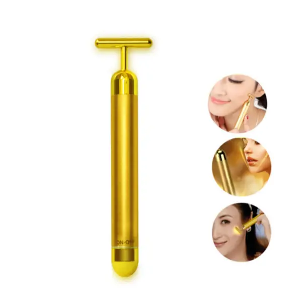 24k Gold Beauty Bar Vibrating Energy Tool & Facial Stimulator Pulse Massager