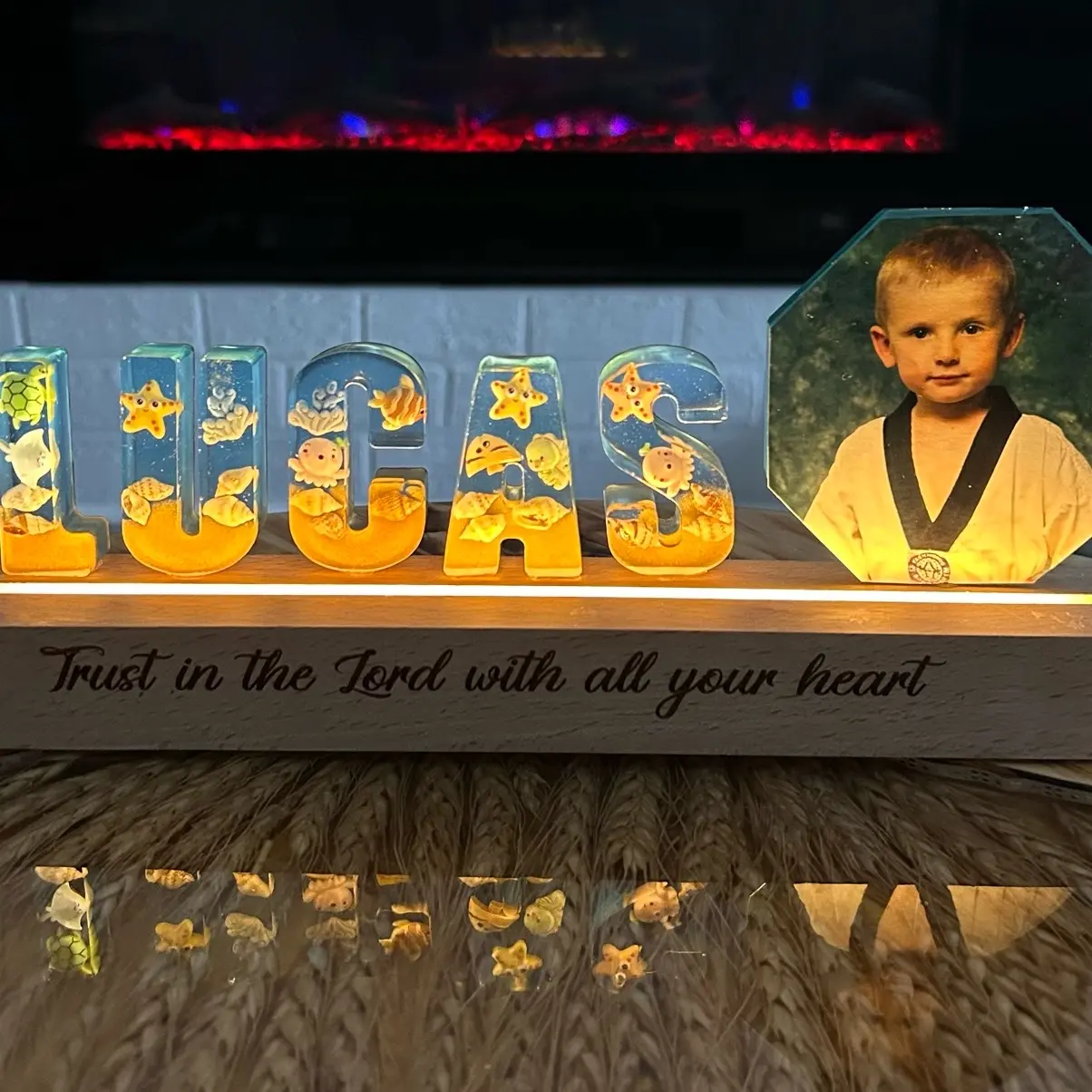Personalized 3D Photo Lamp Handmade Letter Lamp Epoxy Resin Name Light Christmas Birthday Present For Children Newborn Baby Gift Nursery