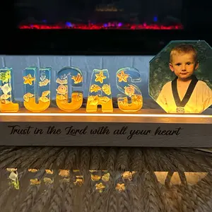 Personalized 3D Photo Lamp Handmade Letter Lamp Epoxy Resin Name Light Christmas Birthday Present For Children Newborn Baby Gift Nursery