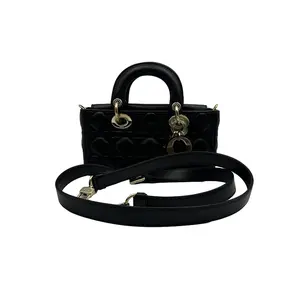Pre-owned Dior france Shoulder Bags Lady D Joy Handbag Black Gold Small Horizontal Edition Daifei Bag H1 08162