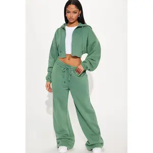 On The Go Fleece Pant Set - Green X