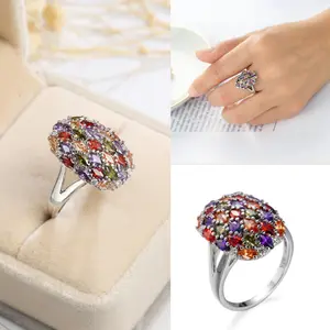 Creative Gemstone Ring for Women: Marquise-Cut Multi-Colored Zircon Ring — Stylish Fashion Jewelry