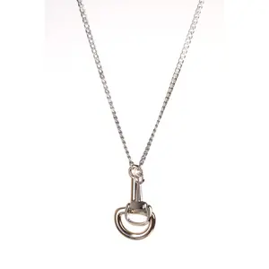 In Her Favor Horse Bit 316L Stainless Steel Necklace with Dual Charms Lightweight Hypoallergenic Everyday Wear Symbol of Luck Strength
