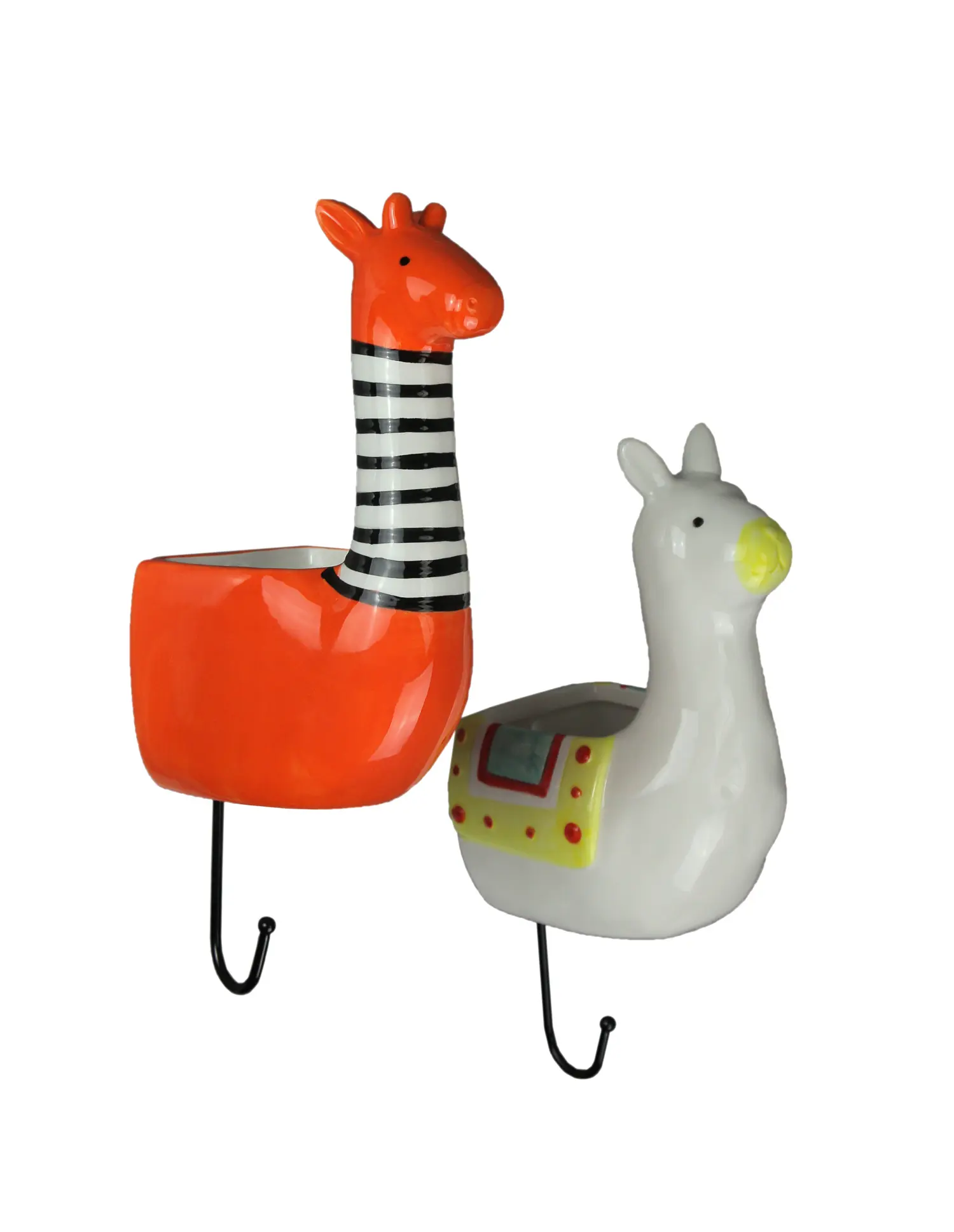 Set of 2 Llama & Giraffe Ceramic Wall Hanging Succulent Planters Decorative Pots