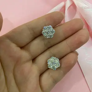 Flower Stud Earrings Screw Back/Butterfly Back VVS Synthetic Moissanite Earrings S925 Daily Costume Jewelry Accessories Perfect Birthday Anniversary Gift for Women