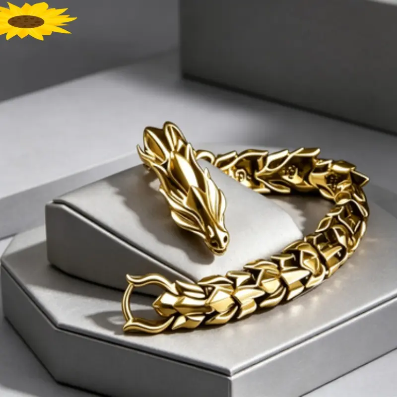 Men’s Hip Hop Bracelet, Zinc Alloy Charm With Dragon Pattern In European American Retro Punk Style For Daily Wear And Gift Giving