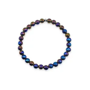 Balance - Rainbow Black Agate Faceted Mini Stacker Bracelet