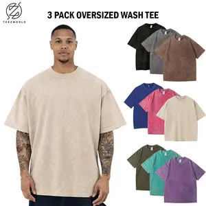 Combo 3 Pack - Acid Wash Trendy Oversized Tee, Loose Relaxed Shape, Soft Fabric Texture, Breathable Comfort Wear, Casual Streetwear Look, Lightweight Build, Easy Outfit Matching, Vintage Wash Effect, Durable Quality, Effortless Daily Wear