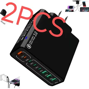 "8 in 1 Waterproof Ports USB Fast Charger, Smart Safe Portable with Multiple Ports Devices with 4 Type C and 4 USB Port for Home Office Travel "