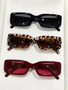 Women’s 3-Pack Retro Rectangle Sunglasses - Black, Tortoise, Wine Red, Uv400 Protection, Casual Style, All Seasons Accessories