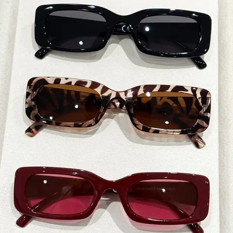 Women's 3-Pack Retro Rectangle Frame Sunglasses - Black, Tortoise, Wine Red, Uv400 Protection, Uv Blocking Sunglasses, Casual Style, All Seasons Accessories, Fashionable Sunglasses, Stylish Sunglasses, Uv Blocking Shades