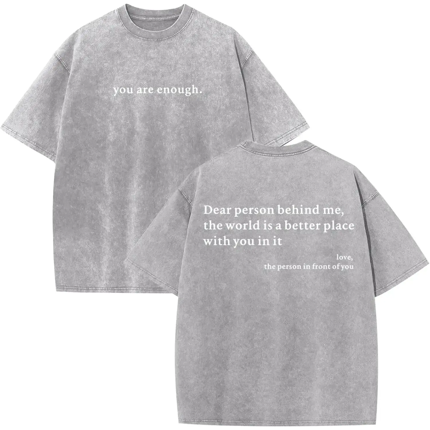 Graphic Tshirt for Men, Soft Vintage Oversized Short-Sleeve Casual Top with Positive "Dear Person Behind Me" Quote