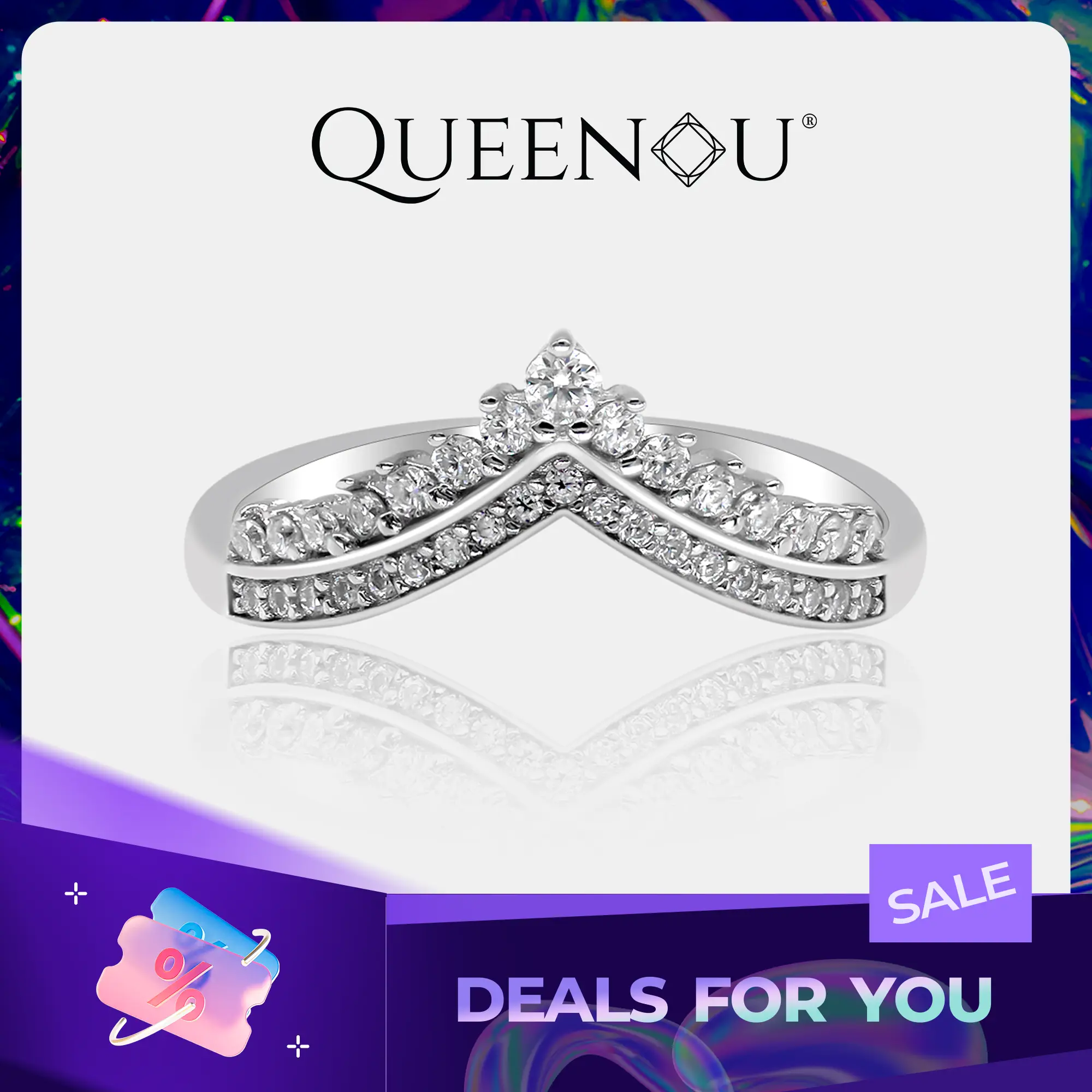 【848】 The Radiant V-Band Synthetic Moissanite Ring