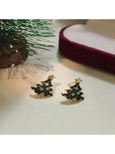 New European and American style colorful Christmas tree tassel earrings, sweet and simple hollow long Christmas accessories, star earrings
