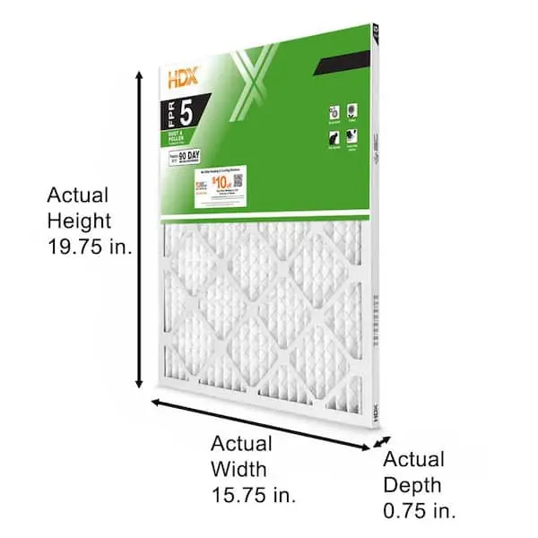 16 in. x 20 in. x 1 in. Standard Pleated Air Filter FPR 5, MERV 8 Air Conditioner Accessory Replacement Parts