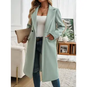 Women's Fashion Casual Woven Lapel Cardigan Coat, Thick Fabric, Fall & Winter Outerwear, Available in Multiple Colors