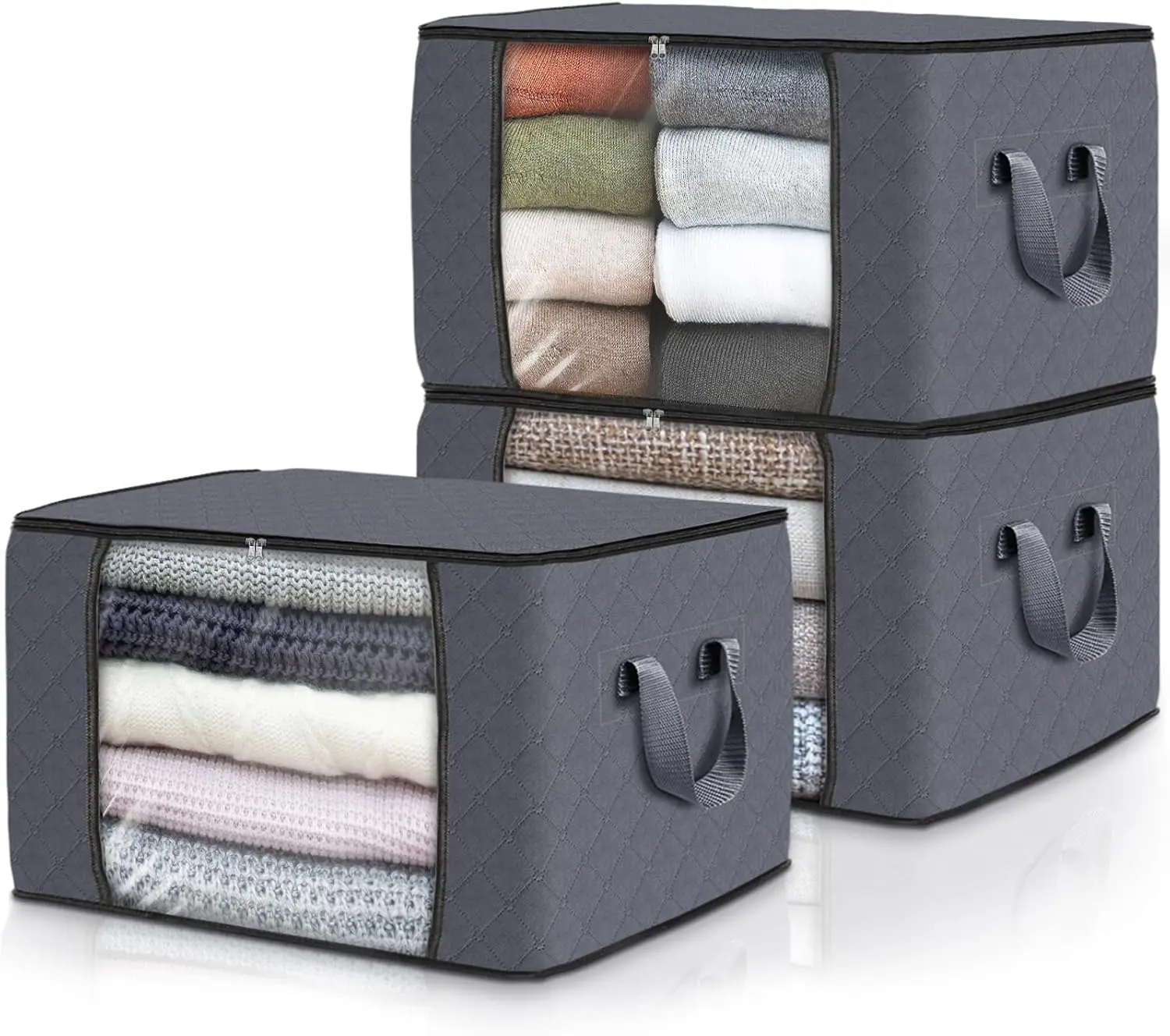 6 Pack Clothing Storage Bags Foldable Thick Blanket Storage Bags for Organizing Bedroom Wardrobe Clothing Quilt Closet Organization with Handles