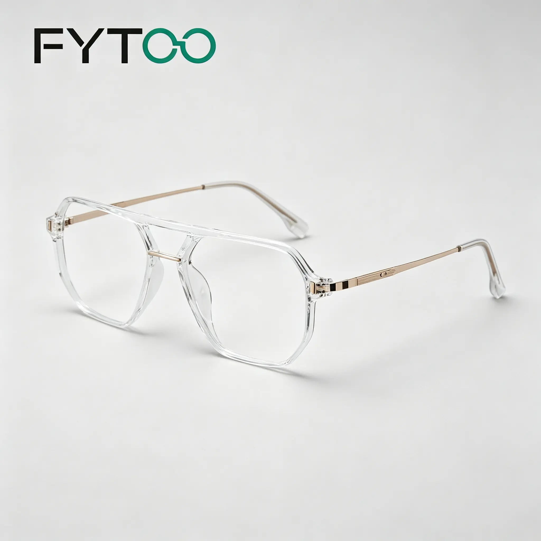 FYTOO Tortoiseshell Acetate Eyeglasses, Unisex Double Bridge Aviator Square Frame, Lightweight Full Rim Glasses for Prescription, Resin