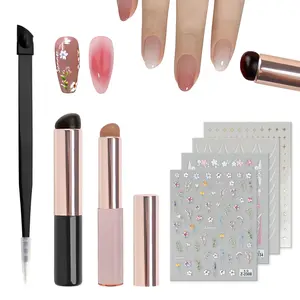 2PCS Silicone Nail Brush Reusable Chrome Nail Powder Applicator Ombre Gel Nail Brush Silicone Lip Brush Jelly Head For DIY French Nail Art Ombre, Chrome Nail, Lipstick, Concealer, Eyeshadow