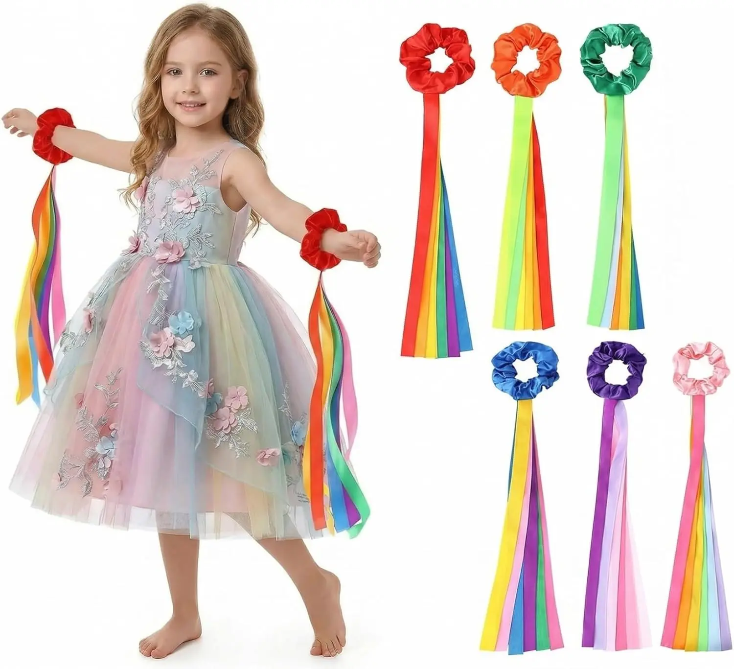 Wrist Ribbons for Dancing Rhythm, Multi-Colored Handheld Rhythm Ribbons, Suitable for Gymnastics for Children and Teenagers