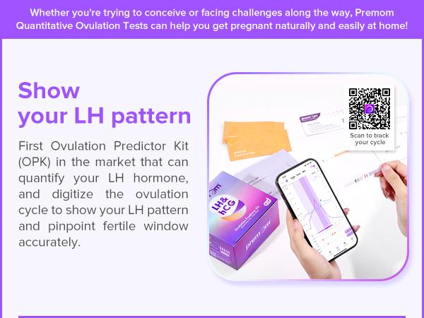 Premom Quantitative Ovulation Predictor Combo Kit：40 Ovulation + 10 Pregnancy Test Strips - with Smart Digital Ovulation Reader APP - 40LH+10HCG Test