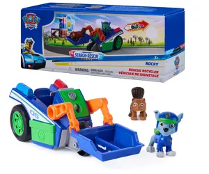 Paw Patrol: Search & Rescue, Rocky Rescue Recycler Vehicle with 2 Figures, Toy Car with Pull-Back Action, Kids Toys for Boys & Girls Ages 3+