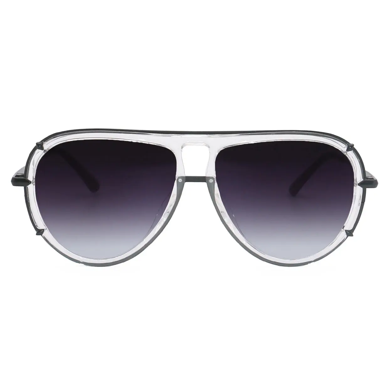 Ivy Luxe - Clear Black - Tangle Free Round Aviator Sunglasses - Certified Shatter-Resistant Lenses - UV400 - For Women & Men