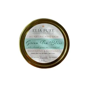 Elia Pure Green Tea Bliss Hand Balm - All Natural Hand Balm with Infused Green Tea Coconut Oil, Nourishing & Soothing, Repair, Deep Hydration, Healing and Softening Effect, Light and Easily Absorbed skin  care product