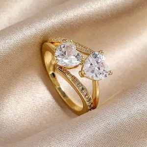 Heart shaped ring for women, with Cubic Zirconia stone, for wedding ring, engagement ring, jewelry gift for Valentine's Day, Mother's Day