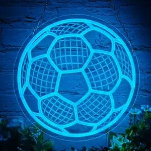 Football Neon Sign for Wall Decor,Football-Shaped Neon Light, Football LED Signs for Football Fans Teens,Easy to Hang and Adjustable Brightness Wall Sign for Game Room Party Holiday Birthday Gift Multi-Speed Adjustable Smart Device (12.6x12.6in)