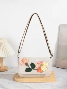 Boho Ethnic Style Handwoven Tie-Dye Flower Crossbody Bag, Multi-Layer Flap Design, Girls' Phone Wallet, Embellished Shoulder Bag, Shoulder Bag, Handbag Shoulder Purse, Fashionable Crossbody Bag